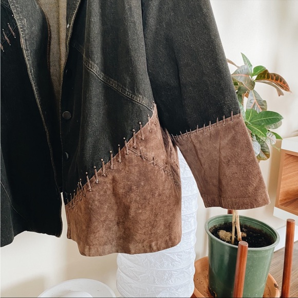 Vintage denim and suede western style jacket - Picture 2 of 3